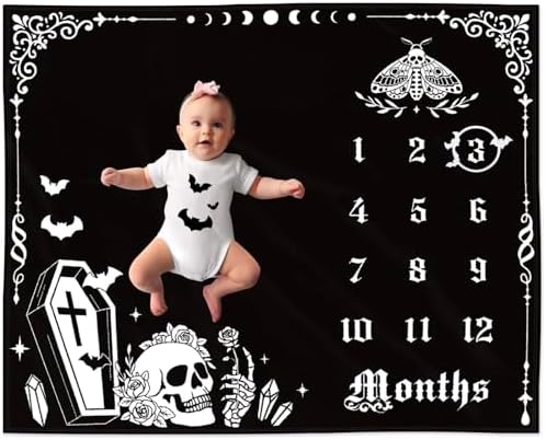 Gothic Baby Growth Blanket with Felt Decor