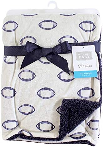 Hudson Baby Plush Mink and Sherpa Blanket Football One Size