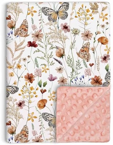 Wildflower Butterfly Baby Blanket for Girls 30x40
