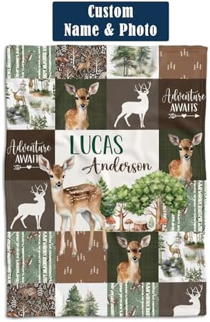 Personalized Baby Deer Blanket Woodland Theme