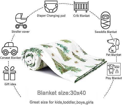 HOMRITAR Baby Blanket with Green Pine Tree Design