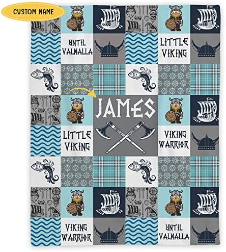 Personalized Vikings Baby Blanket with Dragon and Ship Design