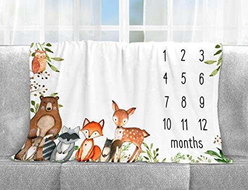 RICEFINE Woodland Baby Milestone Blanket 50x40