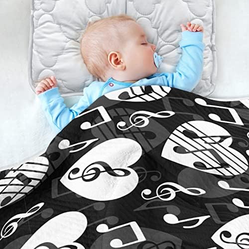 Love Music Notes Baby Blanket 30x40in Crib Stroller Blanket