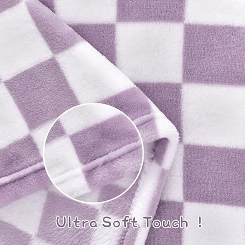 Yurhap Checkered Baby Blanket Fleece 30x40 Purple 1