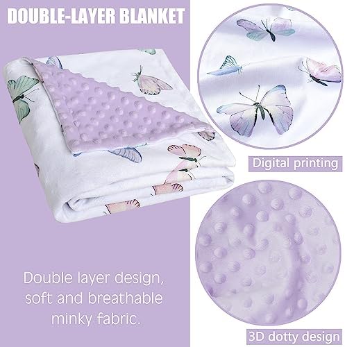 OWLOWLA Butterfly Minky Baby Blanket for Newborn and Toddler