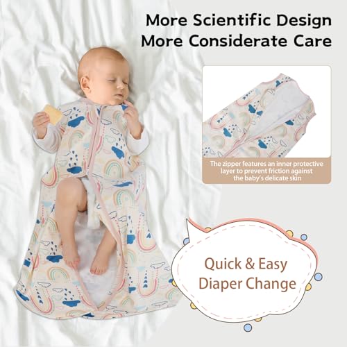 Wrrernsin 0-6 Months Sleep Sack 3 Pack 2-Way Zipper Cotton