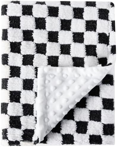 FIGEPO Soft Checkered Baby Blanket 30x40