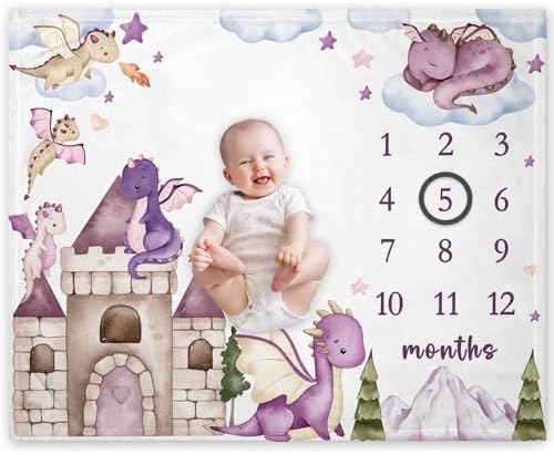 Yuzioey Dragon Girl Milestone Blanket 50x40