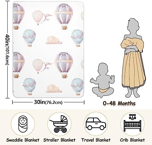 WELLDAY Baby Blanket - Hot Air Balloon Pattern Soft Breathable 30x40 Inch