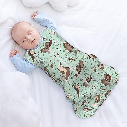 Mvirnsw Sea Otters Green Baby Sleep Sack Soft Sleeveless Transition Blanket