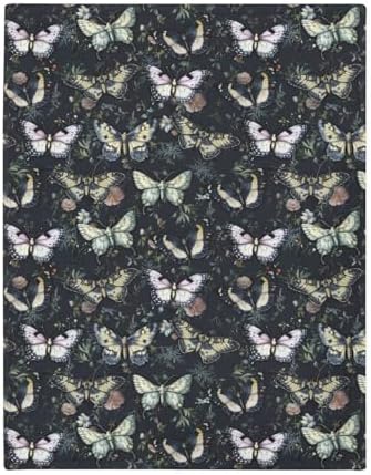 Gothic Moth Black Floral Baby Blanket 30x40