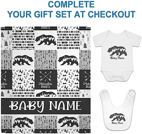 Hyturtle Personalized Woodland Baby Blanket - Black