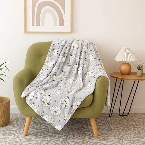 Gray Sheep Plush Baby Blanket Soft and Cozy for Newborns