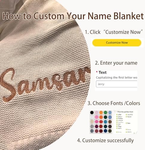 Personalized Baby Blanket with Name 30x40in Chunky Knit Nursery Blanket
