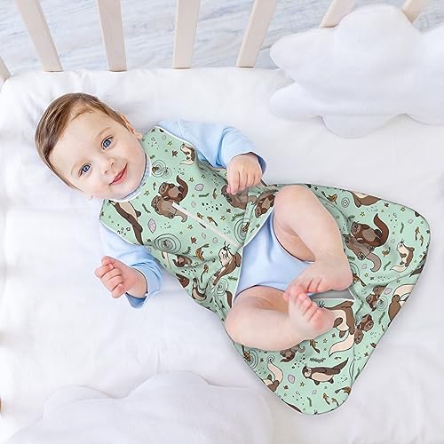 Mvirnsw Sea Otters Green Baby Sleep Sack Soft Sleeveless Transition Blanket