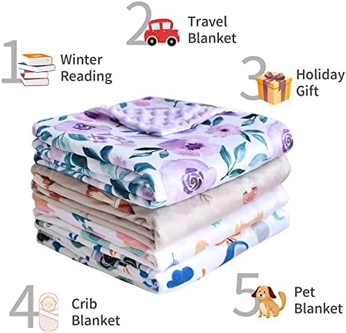 OWLOWLA Butterfly Minky Baby Blanket for Newborn and Toddler