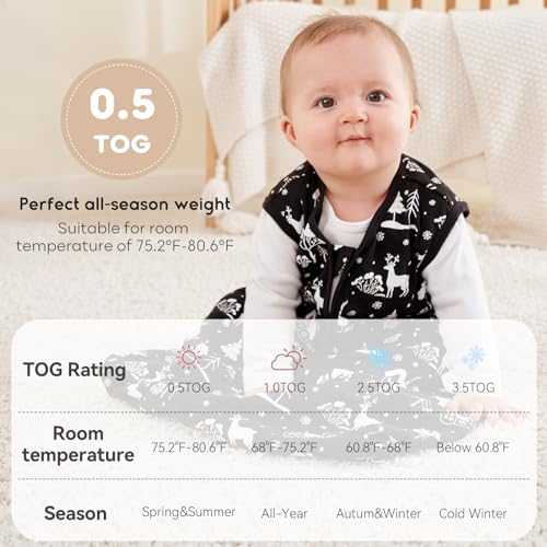 Yoofoss 0-6 Months Organic Cotton Sleep Sack 2-Way Zipper 05 TOG