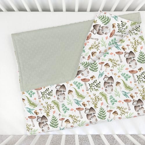 Mushroom Forest Baby Blanket with Dotted Backing 1