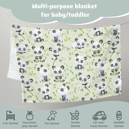 Cute Panda Bear Mink Baby Blanket with Dotted Backing 1