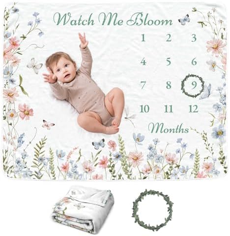 Wildflower Baby Monthly Blanket - Soft Personalized Boho Design