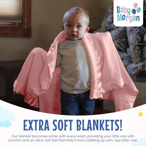 Baby Morgan Thermal Waffle Blanket - Soft Cozy Crib Blanket with Satin Trim