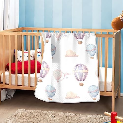 WELLDAY Baby Blanket - Hot Air Balloon Pattern Soft Breathable 30x40 Inch
