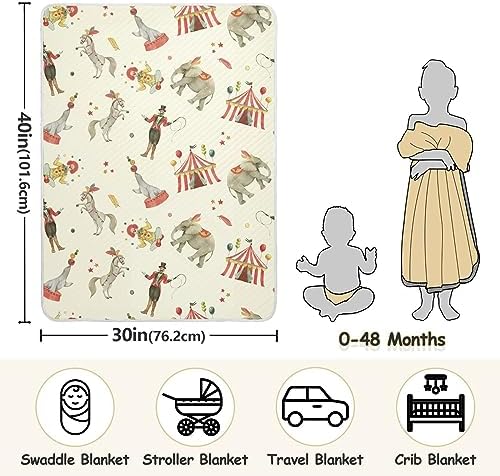 Pigsaly Watercolor Circus Animals Baby Blanket 30x40in
