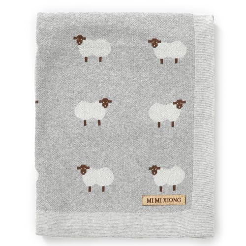 Mimixiong Cute Sheep Grey Baby Blanket 30x40 Inches 100 Cotton