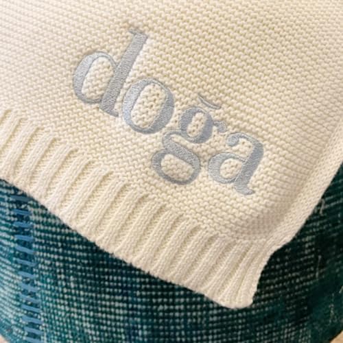 Personalized Cotton Knitted Blanket with Embroidered Name