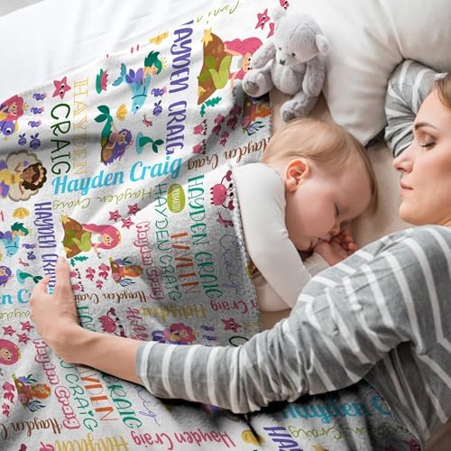 Personalized Baby Name Blanket with Mermaid Design