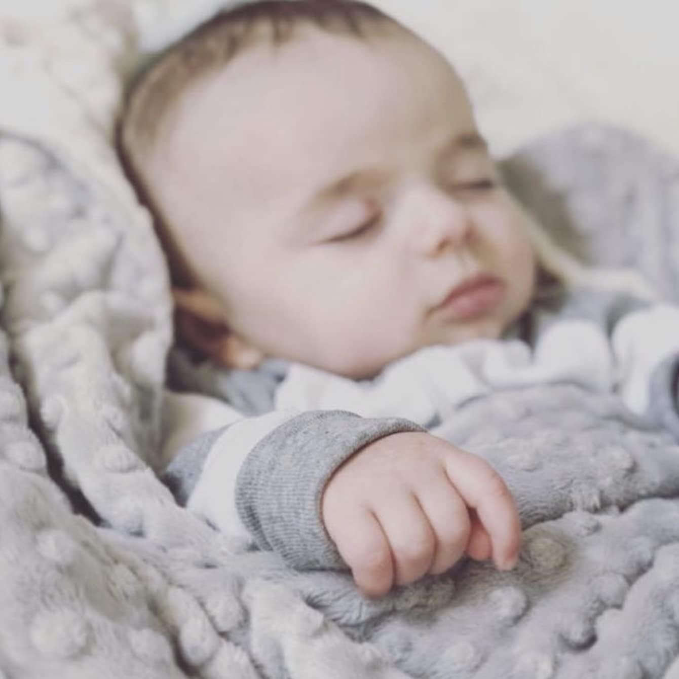 Ivory Gray Minky Dot Crib Blanket 6778