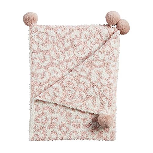 Mud Pie Baby Girls Chenille Leopard Blanket Pink 1