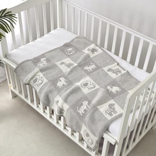 CREVENT 30X40 Chenille Baby Blanket for Baby and Pet Animal Grey 75X100cm