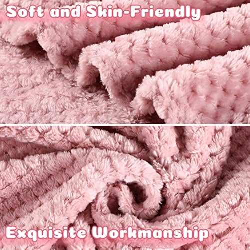 Reginary Fuzzy Blanket 4 Pack Pink Waffle Flannel 1
