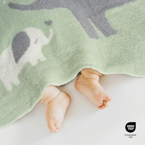 EVERGRACE Soft Plush Baby Blanket with Animal Print
