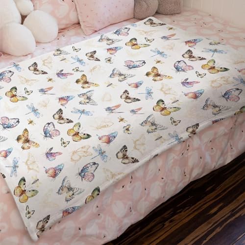 Boho Watercolor Butterfly Flannel Baby Blanket