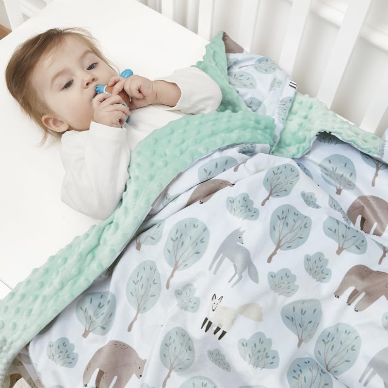QSTEHEML Baby Blanket Bear 30x40 Inch Soft Minky Double Layer