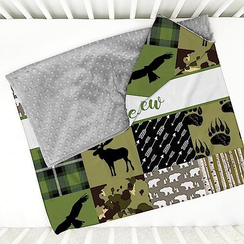 Personalized Baby Blanket with Name - Woodland Animals Design