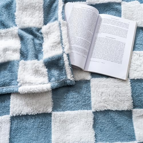 Yagle Mate Fleece Baby Blanket 3D Checkerboard Blue
