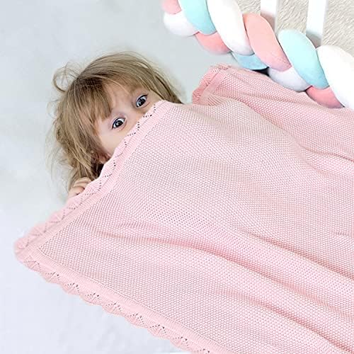 100 Cotton Baby Blanket Knit Soft Warm Light Pink 30x40 Inches