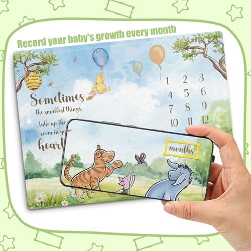 Winnie The Pooh Baby Milestone Blanket with Photo Frames