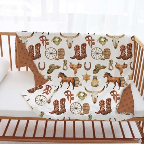 Western Cowboy Baby Blanket for Boys 30x40 Inch
