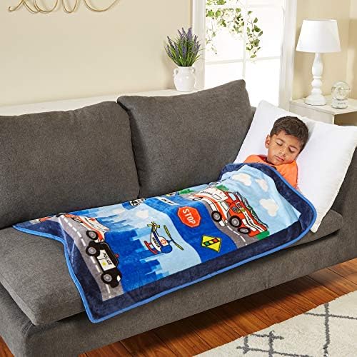 EVERYDAY KIDS Toddler Throw Blanket - Fire and Police Rescue Design