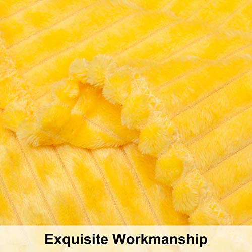 NTBAY Flannel Fuzzy Toddler Blanket Reversible Stripes Design 30 x 40 Inches Yellow