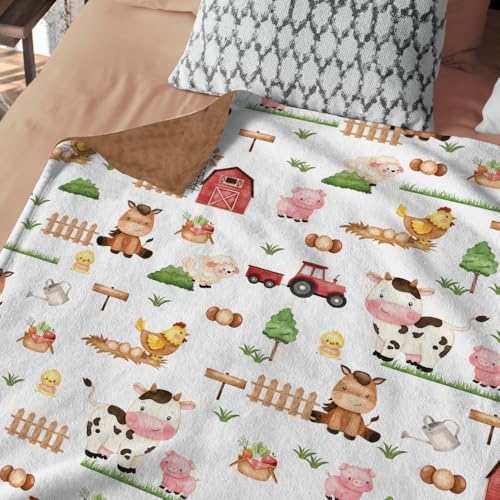 Locobird Farm Animals Baby Blanket 30x40 Inches Minky Crib Cover