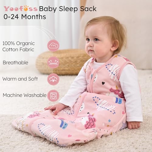Yoofoss 0-6 Months Sleep Sack 15 Tog Organic Cotton Blanket