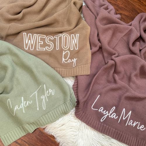 Personalized Baby Blanket with Name 30x40in Chunky Knit Nursery Blanket