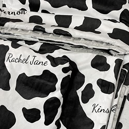 Personalized Cow Print Baby Blanket with Name 1