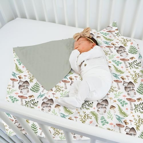 Mushroom Forest Baby Blanket with Dotted Backing 1